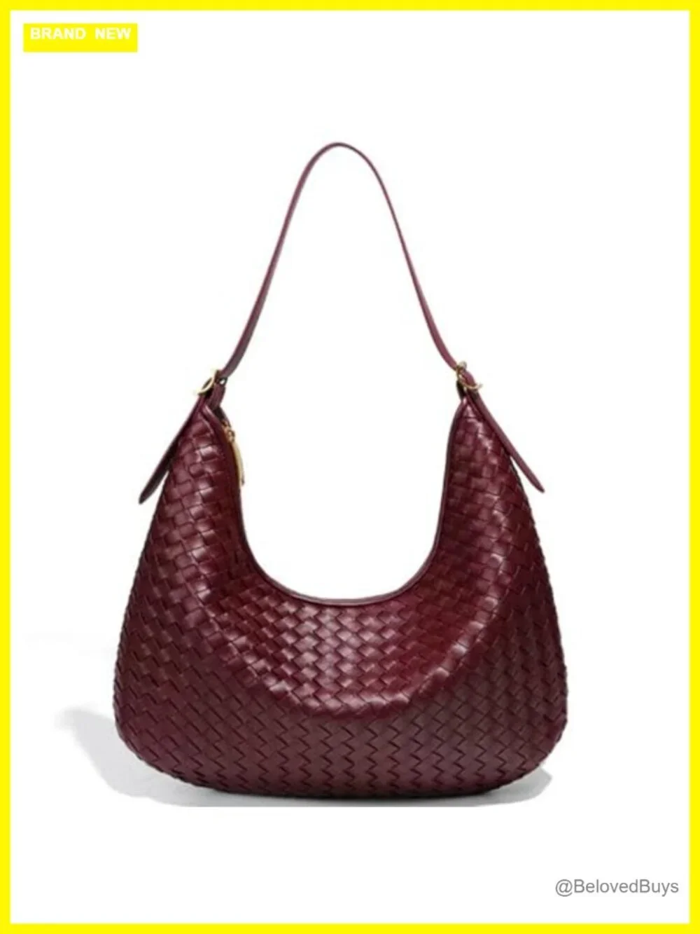 Shoulder Bag Woven Vegan Leather Hobo Tote with Zipper Lightweight